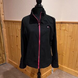 NWT Tommy Hilfiger black zip fleece jacket. Classic style